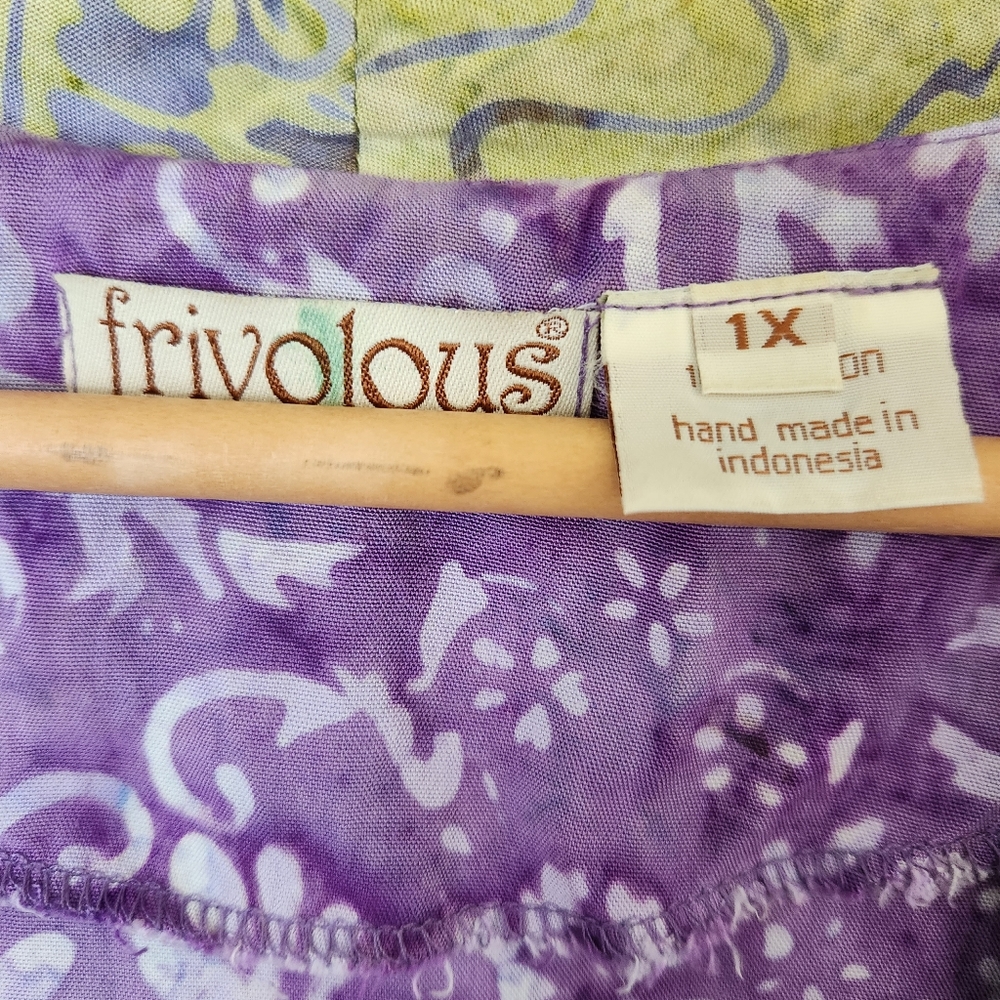 Frivolous by la blend Purple & Green BOHO Long Sleeve Flowy Cardigan , Size 1X - Picture 4 of 6
